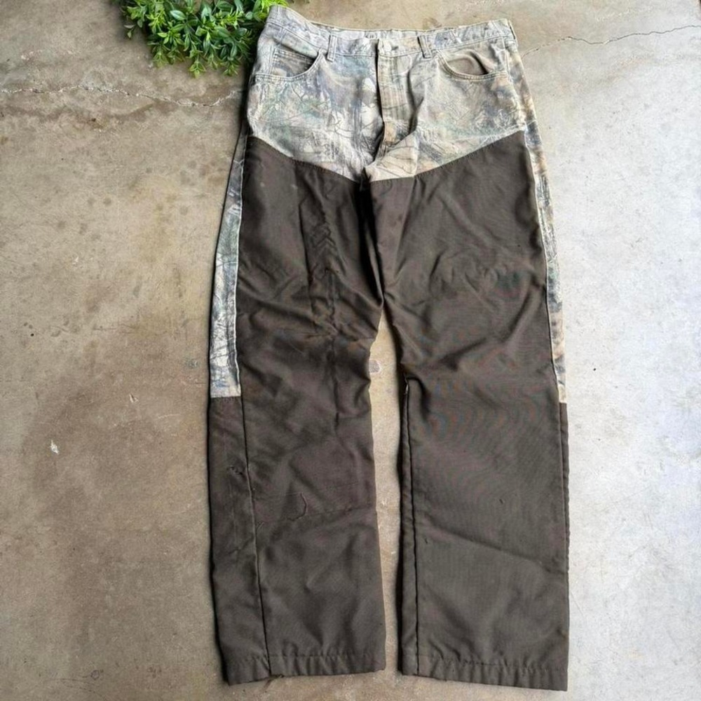 Vintage 90s wrangler Realtree camo brown brush double knee pants